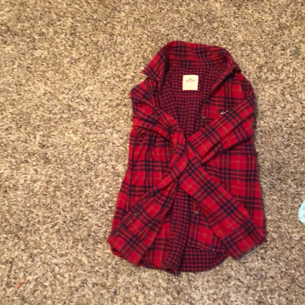 Red plaid button down